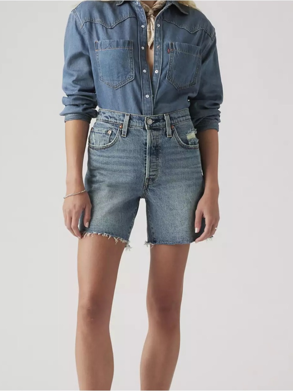 Levi's 501 High-Rise Cutoff Jean Shorts in Light Blue Wash